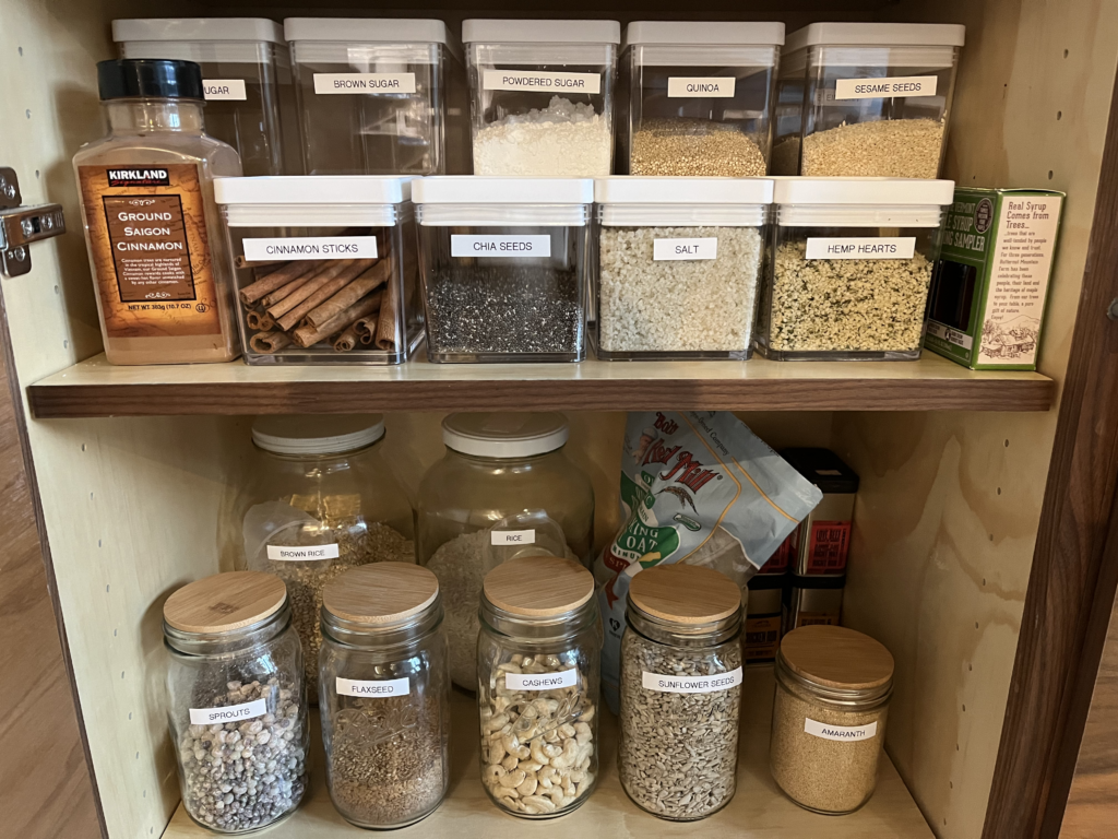 A Minimalist Organized Pantry Shelf by Spark Joy with Jennifer, a Professional Organizer in Utah