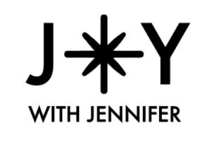 A logo for Joy with Jennifer, a spark joy Marie Kondo professional organizer